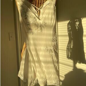La Perla Maison Silk Lace Criss Cross White Teddy Bodice Lingerie Night Gown M